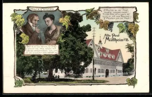 AK Müllheim i. B., Alte Post, Hebel & `s Vrenele