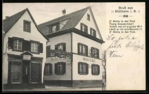 AK Müllheim, der Gasthof zur Post