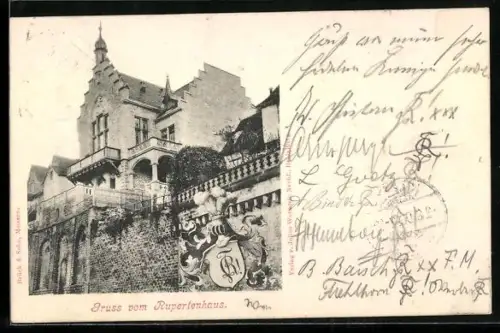 AK Heidelberg, Verbingungshaus Rupertenhaus mit Studentenwappen