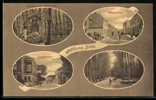 AK Syke, Hauptstrasse, Denkmal der Schwarzen, Im Gehölz