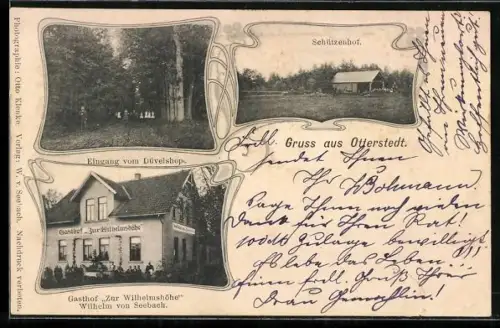 AK Otterstedt, Gasthof zur Wilhelmshöhe, Wilhelm von Seebach, Schützenhof, Eingang vom Düvelshop