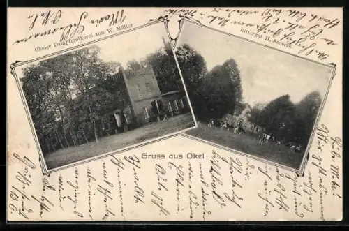 AK Okel, Okeler Dampfmolkerei von W. Müller, Rittergut H. Seevers