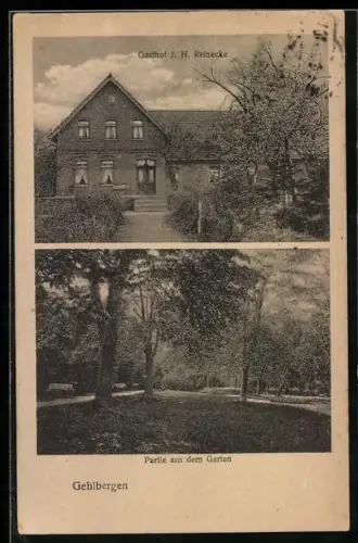 AK Gehlbergen, Gasthof J. H. Reinecke, Partie aus dem Garten
