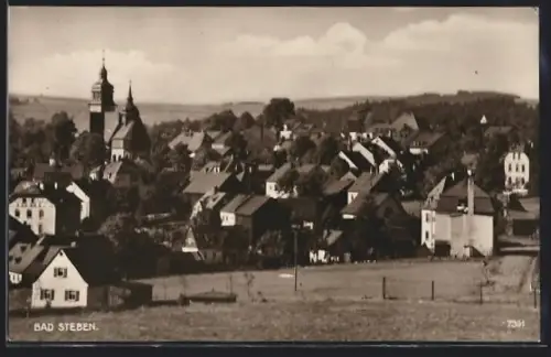 AK Bad Steben, Ortsansicht mit Kirche und Wohnhäusern