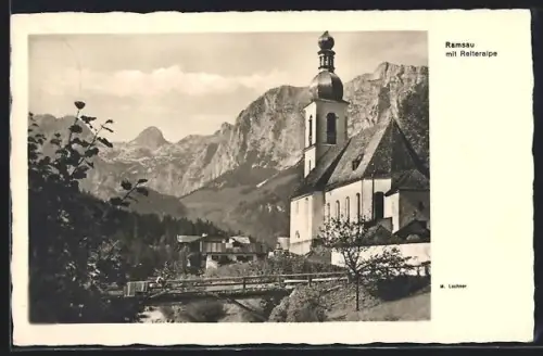 AK Ramsau, Kirche mit Reiteralpe und Gebirgslandschaft