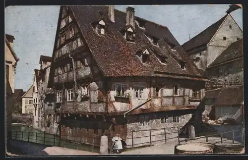 AK Ulm a. D., Altes Haus an der Blau