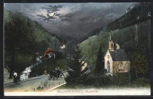 AK Höllsteig-Sternen /Höllental, Kirche, Talblick, nächtliche Landschaft