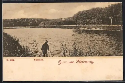 AK Norderney, Schanze, Teich, Wald