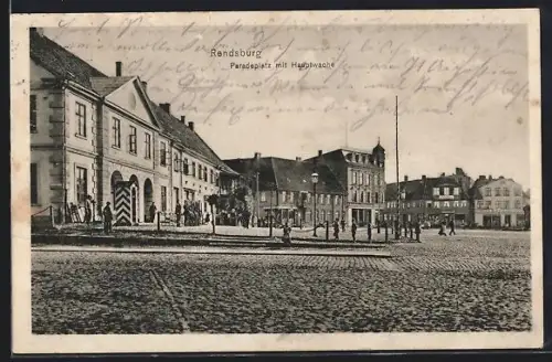 AK Rendsburg, Paradeplatz mit Hauptwache