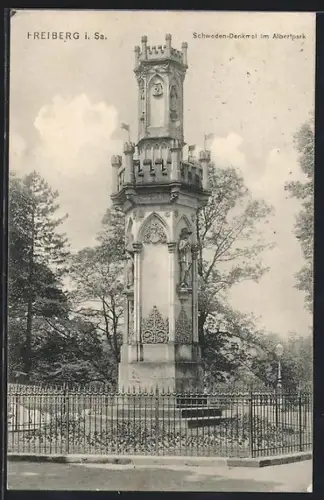 AK Freiberg i. Sa., Schweden-Denkmal im Albertpark