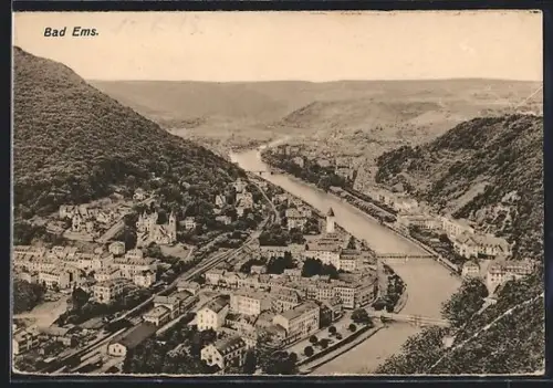 AK Bad Ems, Panoramaansicht der Stadt und Lahn