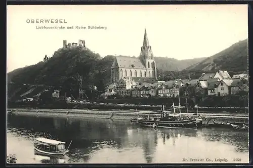AK Oberwesel, Liebfrauenkirche, Ruine Schönberg