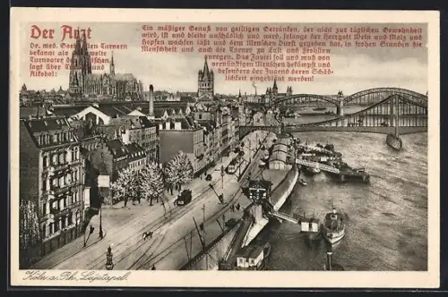 AK Köln a. Rh., Leystapel, Rhein, Dom, Hohenzollernbrücke