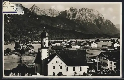 AK Wallgau, Kirche, Karwendelgebirge