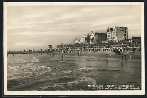 AK Borkum, Strandleben, Promenade, 