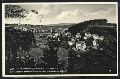 AK Finsterbergen /Thür. Wald, Erholungsheim der Reichsbahn-Betriebs-Krankenkasse Erfurt, Ortsansicht
