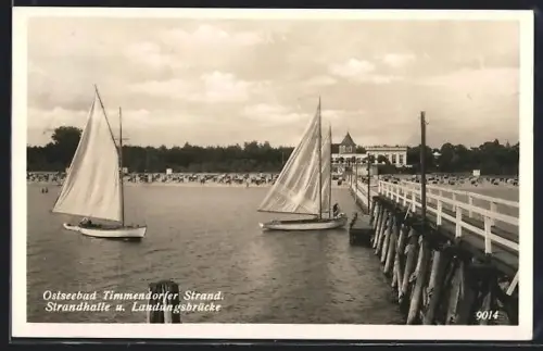 AK Timmendorfer Strand, Strandhalle, Landungsbrücke, Segelboote