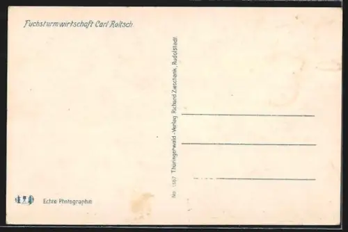 AK Jena, Fuchsturm, Fuchsturmwirtschaft, Inh. Carl Roltsch