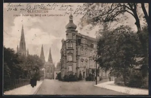 AK Oldenburg, Damm mit Schloss und Lambertikirche