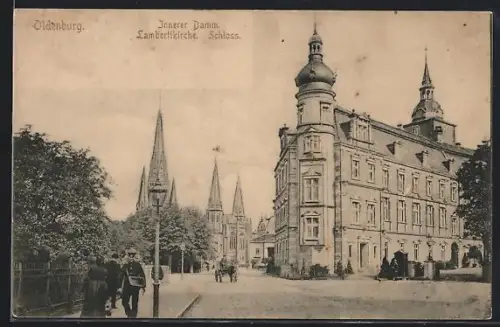 AK Oldenburg, Innerer Damm, Lambertikirche, Schloss