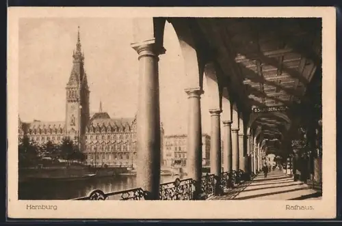AK Hamburg, Rathaus und Alsterarkaden