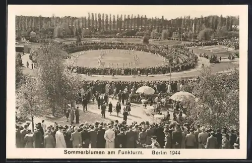 AK Berlin-Charlottenburg, Sommerblumen am Funkturm, 1944