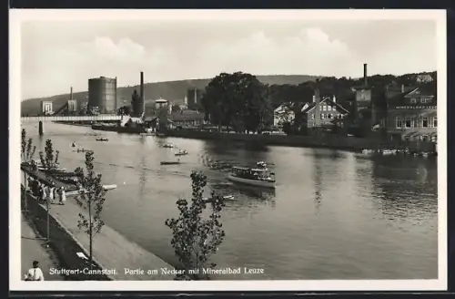 AK Stuttgart-Cannstatt, Partie am Neckar, Mineralbad Leuze