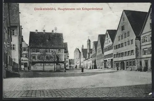 AK Dinkelsbühl, Hauptstrasse mit Kriegerdenkmal
