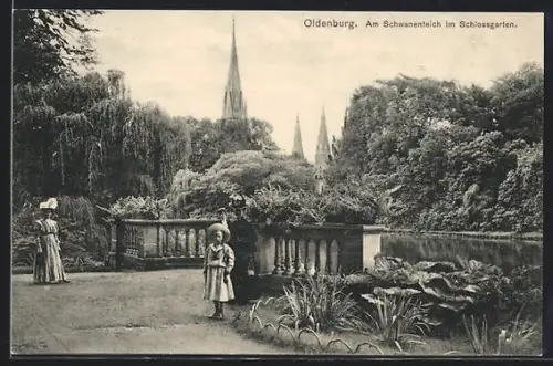 AK Oldenburg, Am Schwanenteich im Schlossgarten