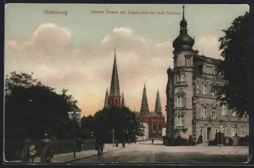 AK Oldenburg, Innerer Damm, Lambertikirche, Schloss