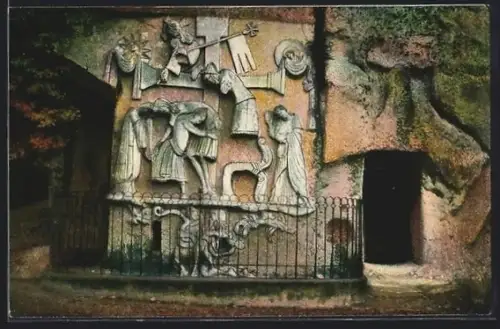 AK Externsteine /Teutoburger Wald, Kreuzabnahme, Felsrelief