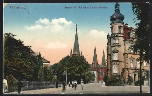 AK Oldenburg, Damm mit Schloss und Lambertikirche