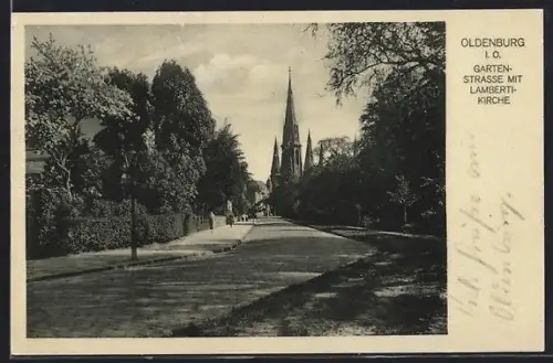 AK Oldenburg i. O., Gartenstrasse, Lambertikirche