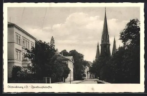 AK Oldenburg i. O., Gartenstrasse mit Lamberti-Kirche