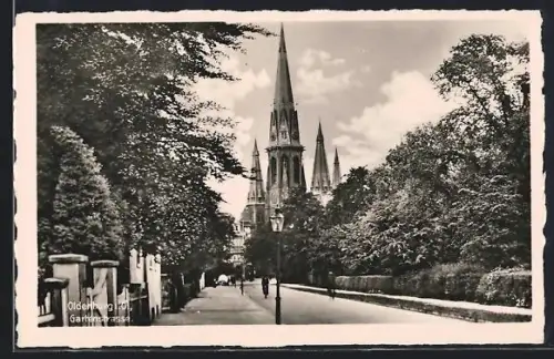 AK Oldenburg i. O., Gartenstrasse, Lamberti-Kirche