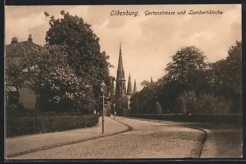 AK Oldenburg, Gartenstrasse, Lambertikirche