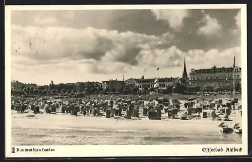 AK Ahlbeck, Blick auf den Strand und die Strandkörbe