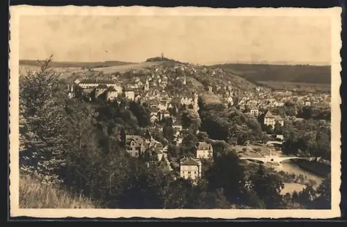 AK Tübingen, Stadtansicht mit Neckar und Schloss