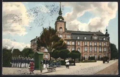 AK Oldenburg, Grossherzogliches Schloss, Wachparade, Kanone