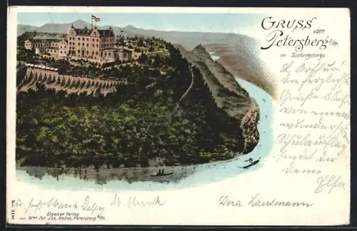 AK Petersberg a. Rh., Hotel auf dem Petersberg, Rheinansicht