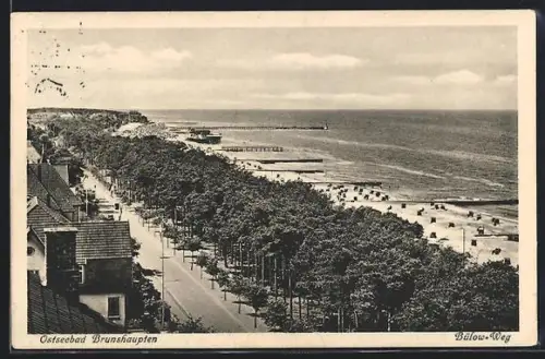 AK Brunshaupten, Bülow-Weg, Strand, Seebrücke