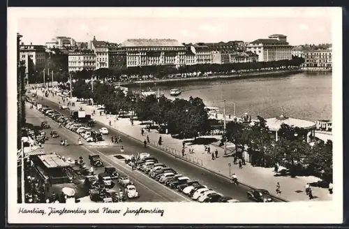 AK Hamburg-Neustadt, Jungfernstieg und Neuer Jungfernstieg