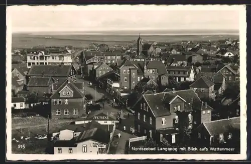 AK Langeoog, Blick aufs Wattenmeer, Ortsansicht, Apotheke