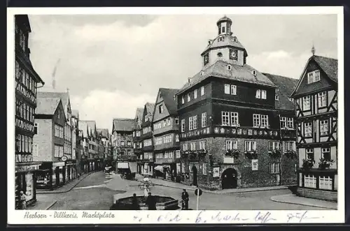 AK Herborn /Dillkreis, Marktplatz mit Geschäften