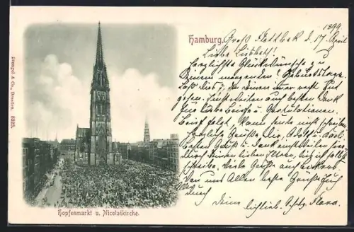 AK Hamburg, Hopfenmarkt, Nicolaikirche