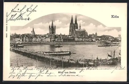 AK Köln, Blick von Deutz auf Dom und Altstadt