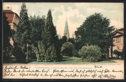 AK Oldenburg, Lambertikirche von der Huntestrasse