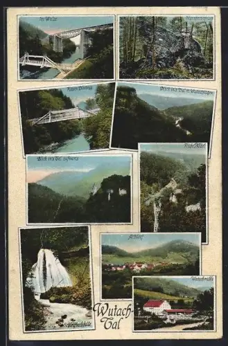 AK Achdorf /Wutach-Tal, Ortsansicht, Schleifbachfälle, Wutachmühle, Mannheimerfelsen