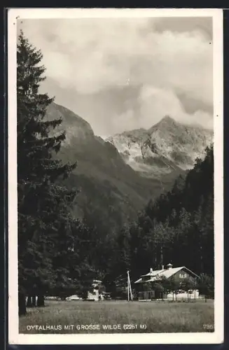AK Oberstdorf /bayr. Allgäu, Gasthaus Oytalhaus, Grosse Wilde im Hintergrund