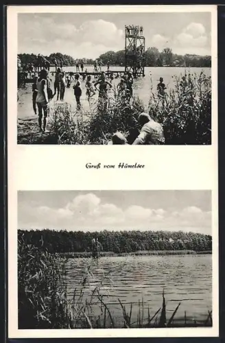 AK Eystrup /Weser, Hämelsee, Sprungturm, Badende, Seeufer